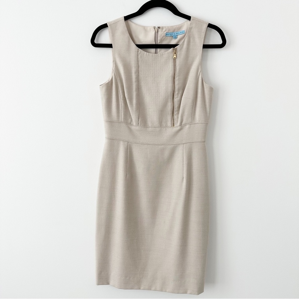 ANTONIO MELANI | Tan/Cream Textured Shift Dress